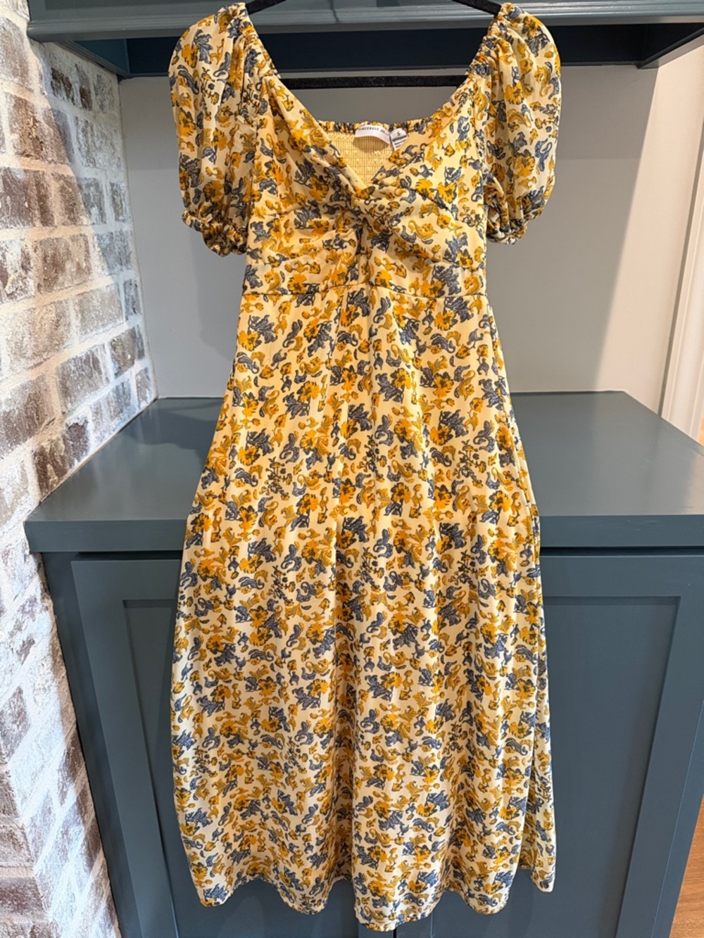 Sincerely Jules Yellow Floral Puff-Sleeve Maxi Dress